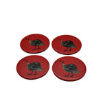 Coasters, Original Guinea Fowl on Red, Set of 4