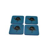 Coasters, Funky Guinea Fowl on Blue, Set of 4