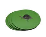 Table Mats, Funky Guinea Fowl on Avocado Green, Set of 4