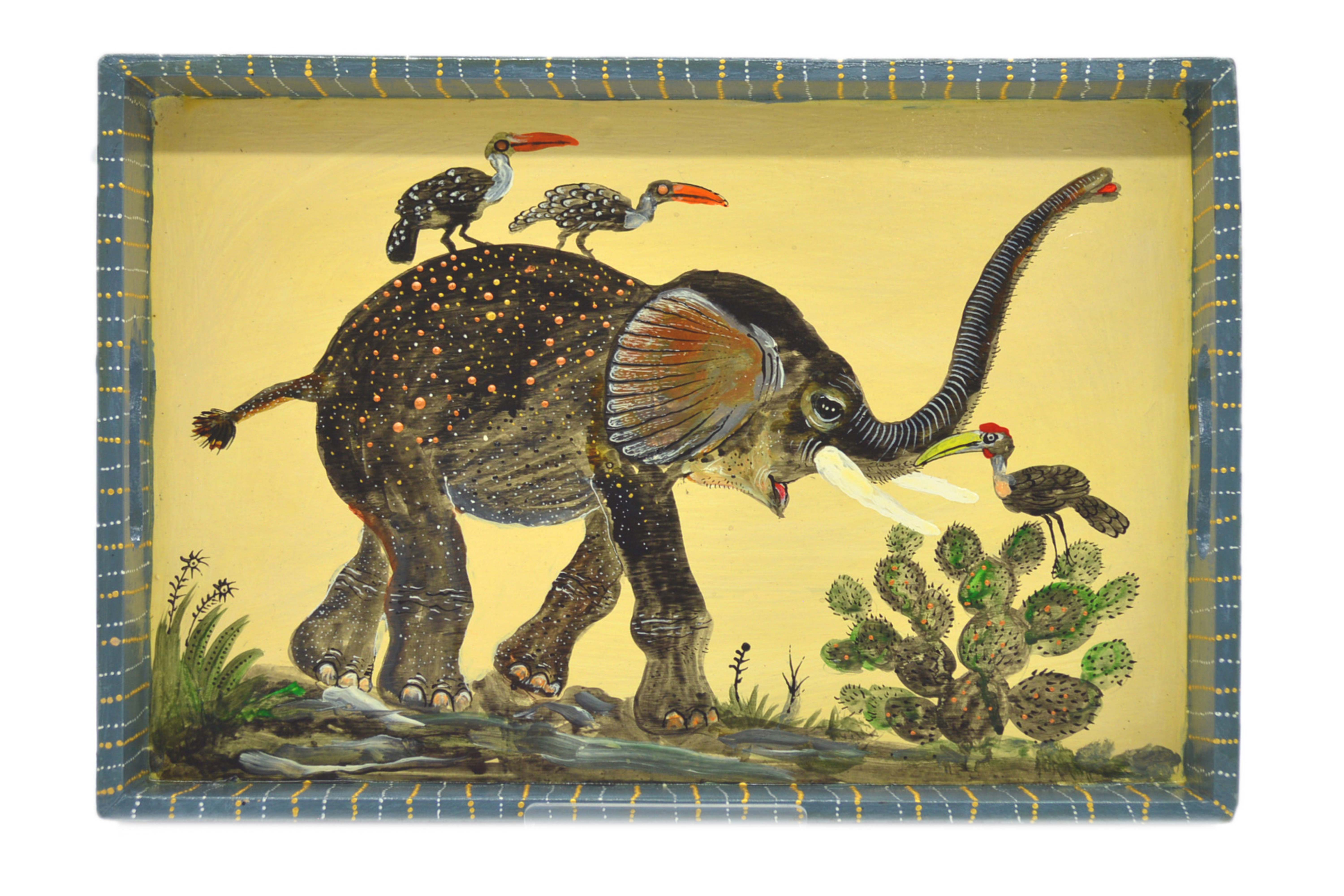 Naive Art Tray - Large -Elephant