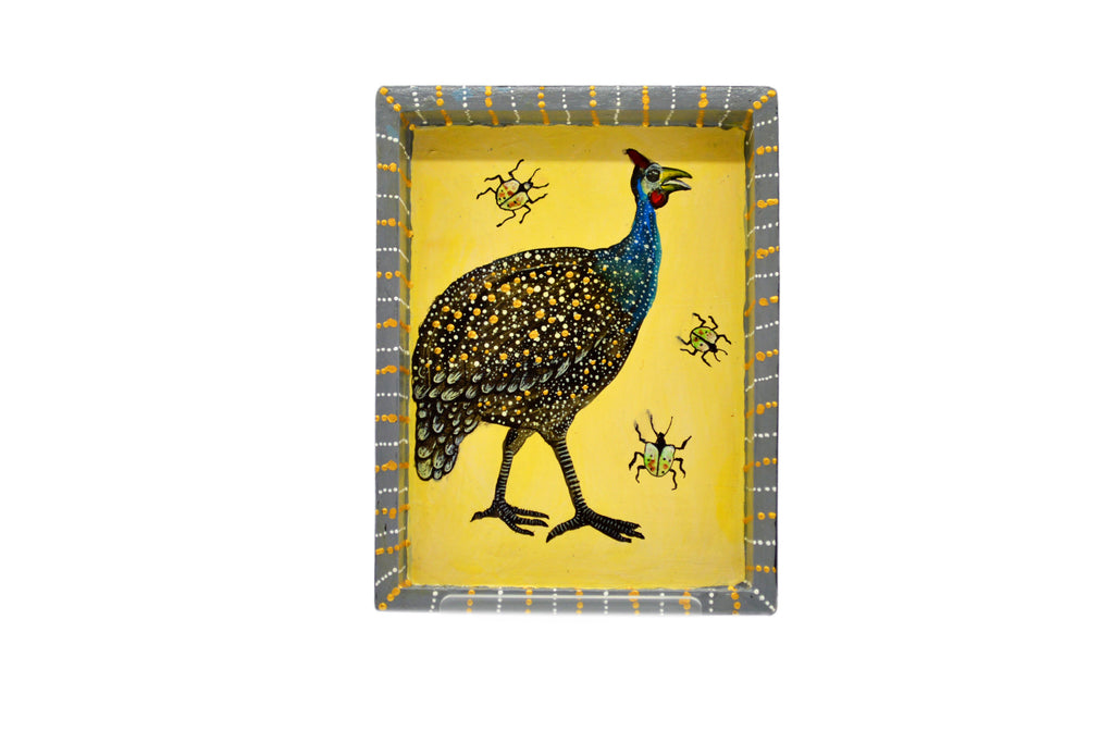 Naive Art Tray -Small - Guinea Fowl