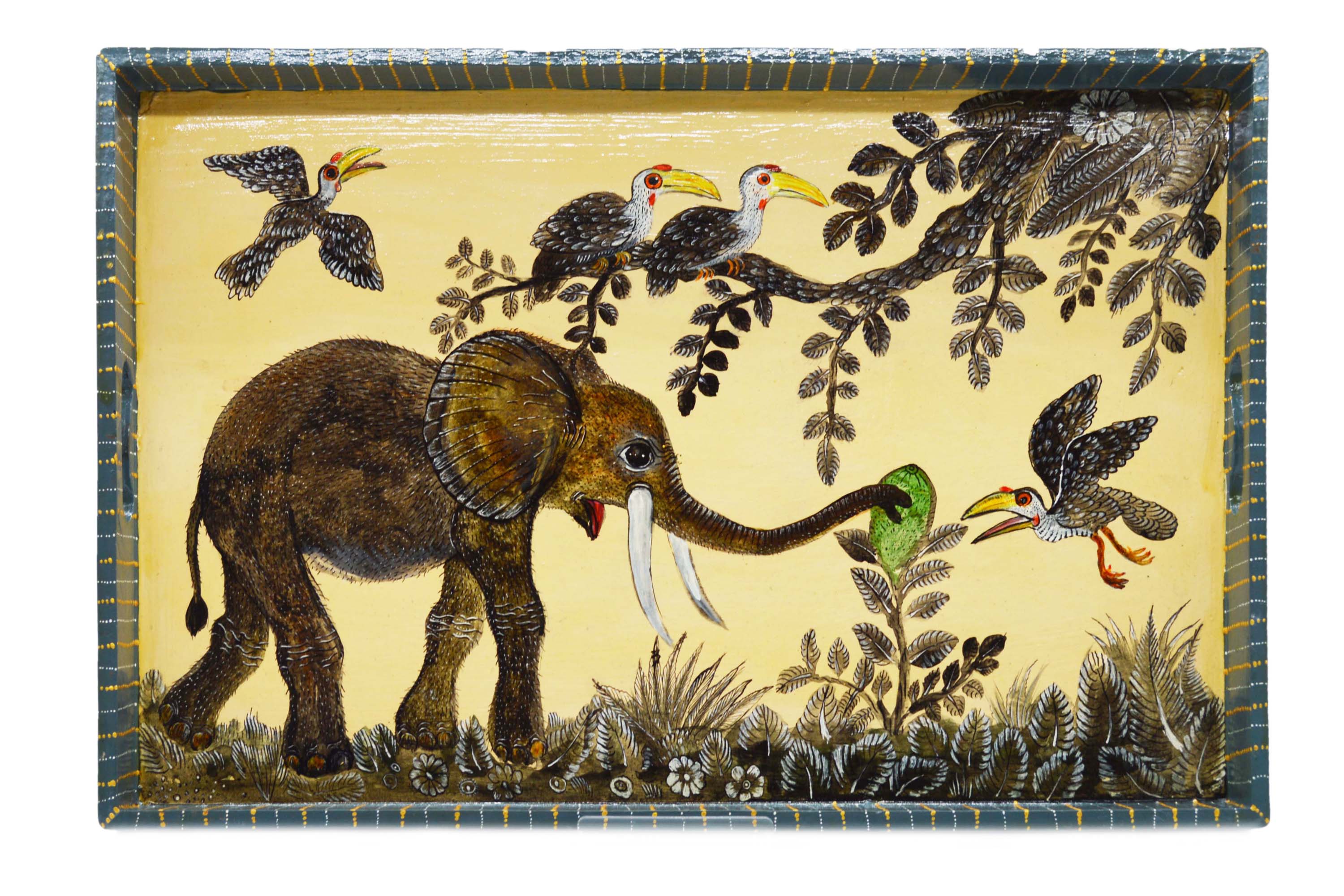 Naive Art Tray - Ex Large - Elephants